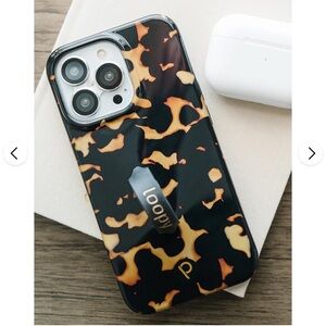 Loopy Case tortoiseshell black and tan phone case with ring